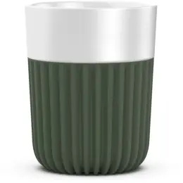 Sengetti Ribbed Coffee Mug White-Deep Olive